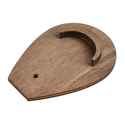 Teardrop Shape Wood Slant Back Single Bracelet Display Stands ODIS-K004-05-1