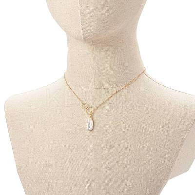 Natural Baroque Pearl Pendant Necklace NJEW-JN03599-03-1