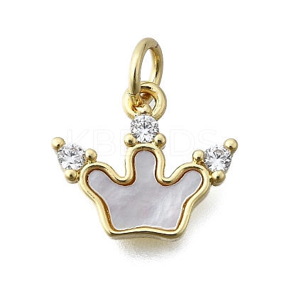 Brass Micro Pave Clear Cubic Zirconia Crown Charms KK-V010-27G-1
