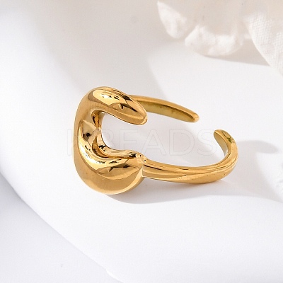 304 Stainless Steel Open Cuff Rings for Women RJEW-M060-01G-03-1
