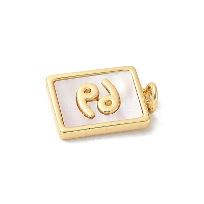 Brass Pave Natural White Shell Pendants KK-S522-09G-I-1