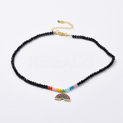 Glass Beads Pendants Necklaces NJEW-JN02562-1