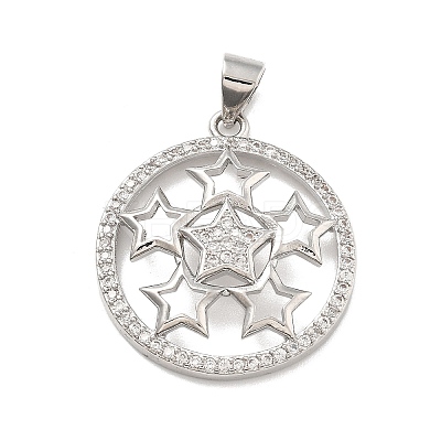 Rack Plating Brass Micro Pave Cubic Zirconia Pendants KK-D359-36P-1