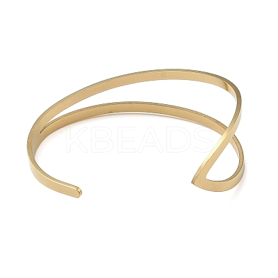 201 Stainless Steel Open Cuff Bangles for Women BJEW-M044-01G-1