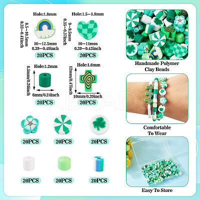 200Pcs 10 Styles Handmade Polymer Clay Beads CLAY-TA0001-66-1