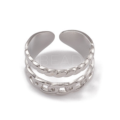 Non-Tarnish 304 Stainless Steel Cuff Rings RJEW-G285-82P-1