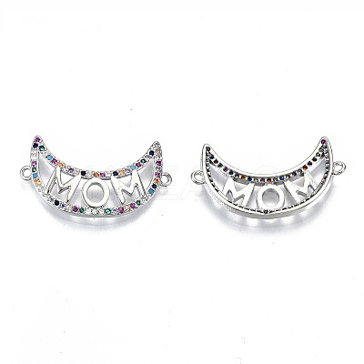 Brass Micro Pave Colorful Cubic Zirconia Links Connectors KK-S061-97P-NR-1