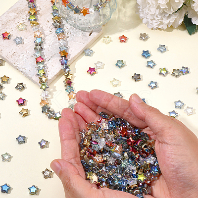 300Pcs 15 Colors Electroplate Transparent Glass Beads GLAA-PA0001-18-1