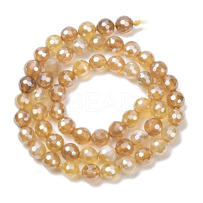 Electroplated Natural Agate Beads Strands G-B191-A07-6mm-08-1