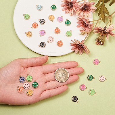 100Pcs 10 Colors Alloy Enamel Pendants ENAM-CJ0001-75-1