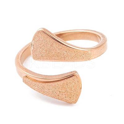 304 Stainless Steel Triangle Open Cuff Ring foe Women RJEW-C086-19-RG-1