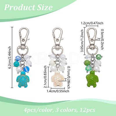 12Pcs 3 Colors Sea Turtle Synthetic Turquoise Pendants Decoration HJEW-NB00201-1