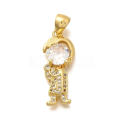 Rack Plating Brass Micro Pave Cubic Zirconia Pendants KK-L226-105G-1