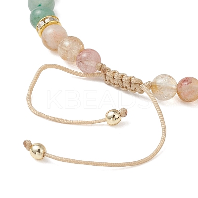 3Pcs Natural Mixed Gemstone & Shell Pearl Round Beaded Braided Bead Bracelets BJEW-JB13392-1