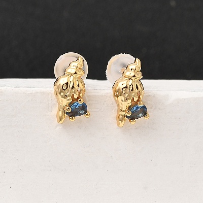 Brass Stud Earrings EJEW-C158-11C-G-1