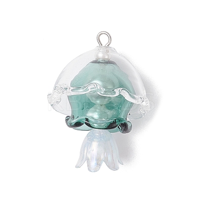 4Pcs 4 Colors Jellyfish Glass Pendants PALLOY-TA00308-1