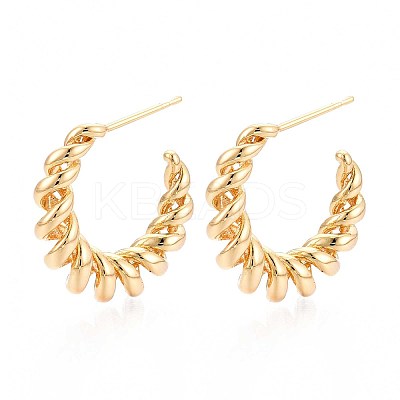 Swirl C-Shaped Brass Stud Earrings EJEW-T047-91G-1