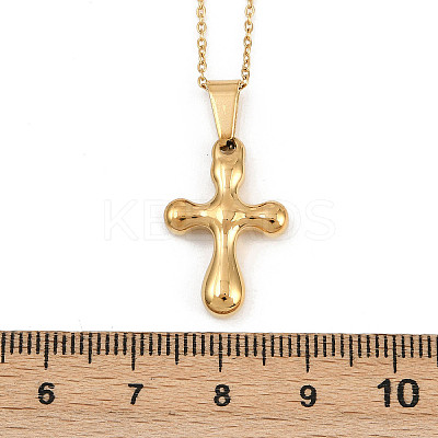304 Stainless Steel Religion Cross Pendant Necklaces for Women NJEW-G176-02G-1