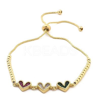 Brass Micro Pave Cubic Zirconia Slider Bracelets BJEW-S163-01B-G-1
