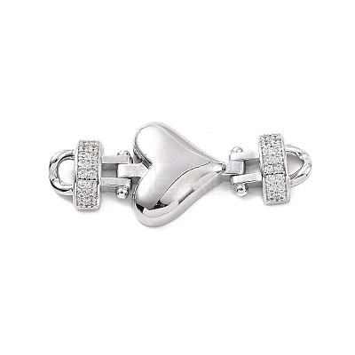 Eco-friendly Rack Plating Brass Micro Pave Clear Cubic Zirconia Connector Charms KK-F843-05P-1