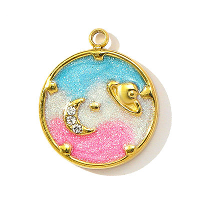304 Stainless Steel Enamel Pendants STAS-OY003-79G-1