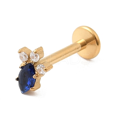 F136 Titanium Pave Clear and Blue Cubic Zirconia Horse Eye Internally Threaded Labrets ME-CBA9828-02G-1