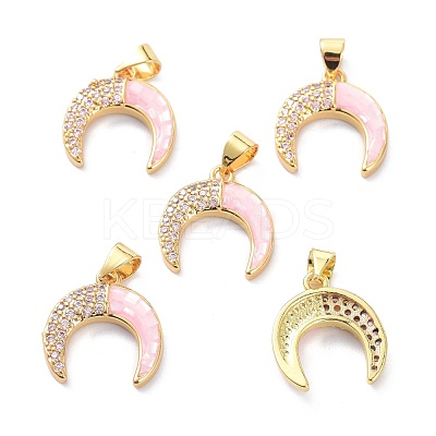 Real 18K Gold Plated Brass Micro Pave Clear Cubic Zirconia Pendants KK-D004-28G-1
