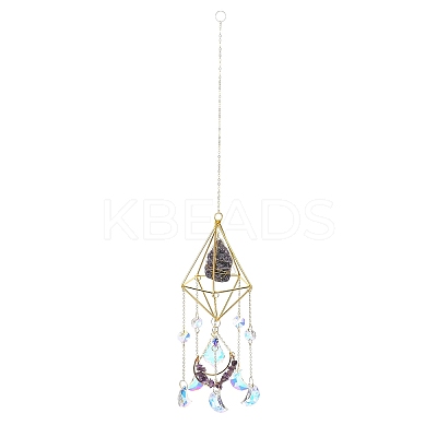 Iron & Natural Amethyst Hanging Suncatchers HJEW-F024-02B-1