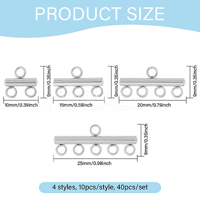 40Pcs 4 Styles 304 Stainless Steel Column Chandelier Component Links FIND-GO0003-59-1