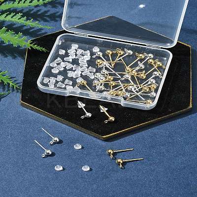 40Pcs 2 Colors 304 Stainless Steel Stud Earring Findings STAS-FS0001-57-1