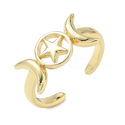 Brass Cuff Open Rings for Women RJEW-L343-10G-1