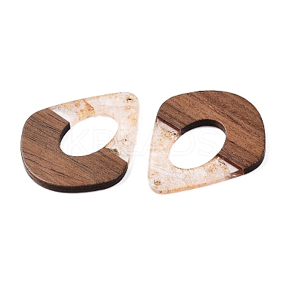 Transparent Resin and Walnut Wood Pendants RESI-T057-07N-1