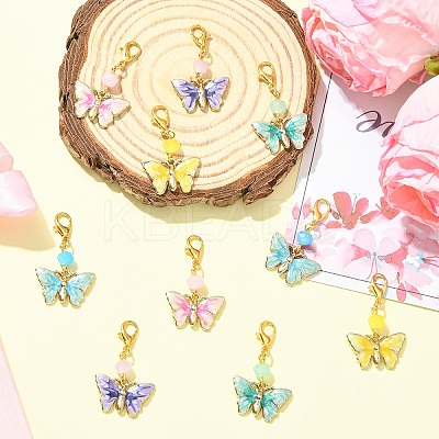 10Pcs 5 Colors Alloy Enamel Pendant Decorations HJEW-YW00459-1