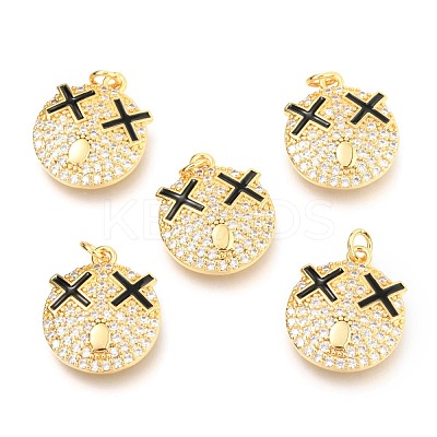 Brass Micro Pave Clear Cubic Zirconia Pendants X-ZIRC-B0004-15G-1