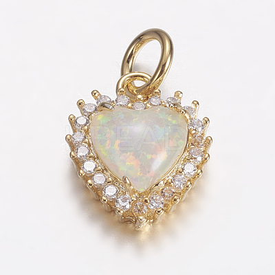 Brass Micro Pave Cubic Zirconia Charms ZIRC-G141-01G-B-1