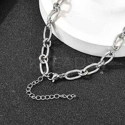 304 Stainless Steel Oval Link Chain Necklaces for Women Men NJEW-A054-01P-1