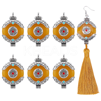 6Pcs Ethnic Style Zinc Alloy with Resin Connector Charms FIND-PH0028-05B-1