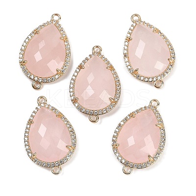 Natural Rose Quartz Faceted Teardrop Links G-B126-03G-01-1