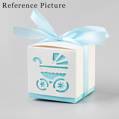 Hollow Stroller BB Car Carriage Candy Box wedding party gifts with Ribbons CON-WH0034-D05-1