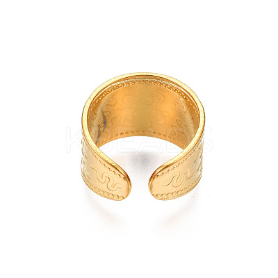 Ion Plating(IP) 304 Stainless Steel Snake Pattern Open Cuff Ring RJEW-S405-257G-1