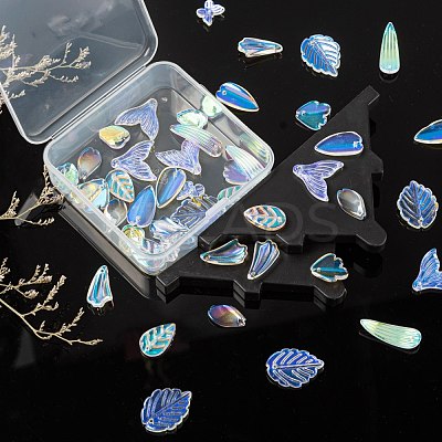 50Pcs 10 Style Transparent Spray Painted Glass Pendants GLAA-FS0001-07-1
