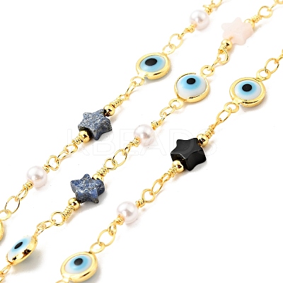 Rack Plating Brass Flat Round Link Chains CHC-C025-02G-1