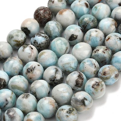 Natural Larimar Beads Strands G-L642-B19-10mm-1