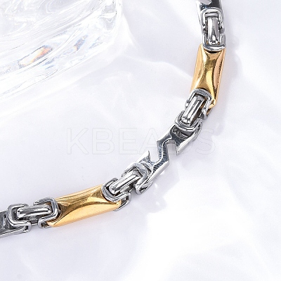 201 Stainless Steel Byzantine Chain Bracelets BJEW-B078-168GP-1