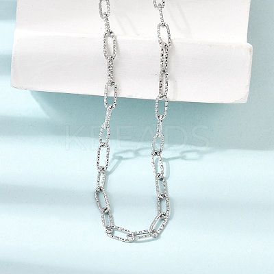 4MM 304 Stainless Steel Textured Paperclip Chain Necklaces for Man and Women SA-CBAB767-09P-1