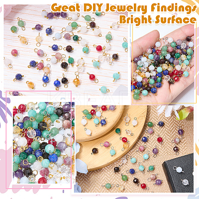 16Pcs 4 Styles October Birthstone Natural Plum Blossom Tourmaline Pendant and Connector Charms PALLOY-SW00115-1