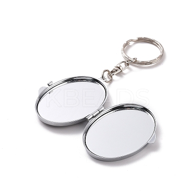 Iron Folding Mirror Keychain LS-DIY-D079-01C-1