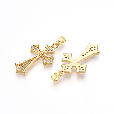 Brass Micro Pave Cubic Zirconia Pendants KK-N257-31G-1