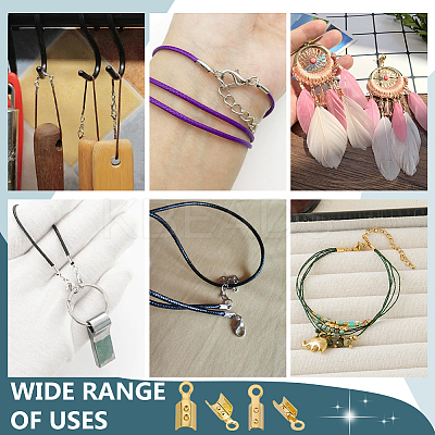 200Pcs 2 Colors Brass Cord Ends KK-PH0012-89G-1