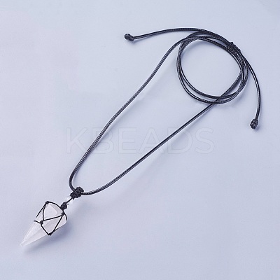 Natural Quartz Crystal Pendants Necklaces NJEW-E140-A11-1